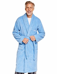 Mens Cotton Bathrobe Blue