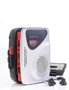 Groove Personal Cassette Player and Recorder With Radio and Speaker Silver