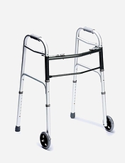 Wheeled Folding Walking Frame Silver