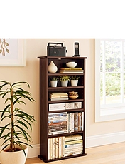 2-In-1  Bookcase And Multi-Media Store Mahogany