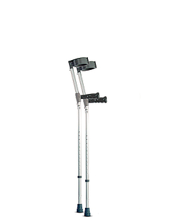 Extra Long Feather Light Double Adjustable Crutches Silver