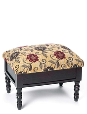 Padded Tapestry Storage Footstool Mahogany