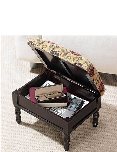 Padded Tapestry Storage Footstool