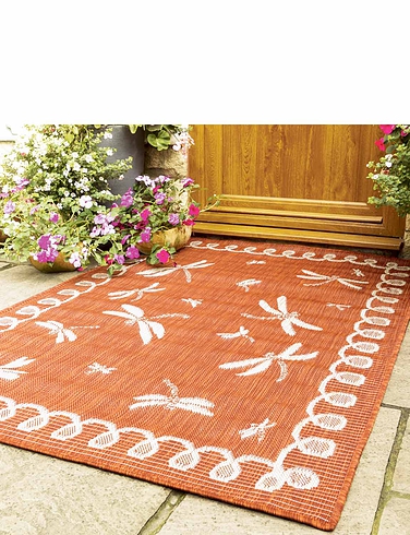 Dragonfly Indoor And Outdoor Flatweave Rug - Terracotta
