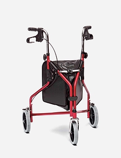 Indoor and Outdoor Steel Tri Wheel Walker - Red