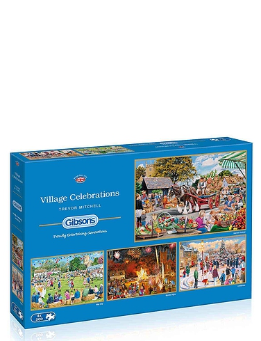 4 x 500 Piece Village Celebration Jigsaw Puzzles