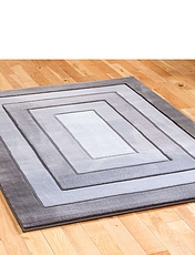 3D Rectangular Effect Rug  Grey