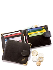 Luxury Leather Mens RFID Billfold Wallet Black