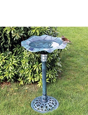 Solar Lighted Bird Bath Green