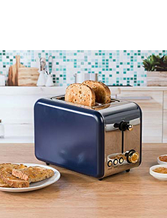 Salter 2 Slice Blue and Gold Toaster