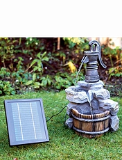 Hand Pump Solar Water Fountain Grey