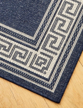 Greek Key Flatweave Rug Black