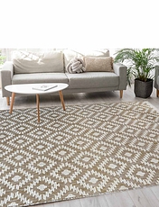 Indoor Outdoor Country Tile Flatweave Rug Black