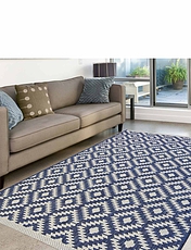 Indoor Outdoor Country Tile Flatweave Rug Black