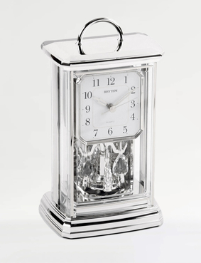 Gilt Jewelled Rotating Pendulum Clock Gold