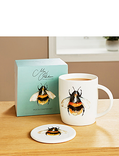 Meg Hawkins Bee Mug and Coaster Set Cream