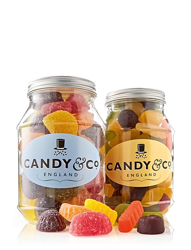 Fruit Jellies and Wine Gums Set of 2 Traditional Sweet Jars