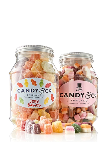 Jelly Babies and Dolly Mix Set of 2 Traditional Sweet Jars