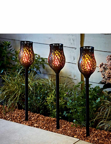 Solar Dancing Flame Stakes 3 Pack