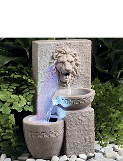 Solar Lion Head Water Fountain Multi