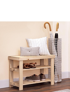 Wooden Shoe Rack With Seat Beech