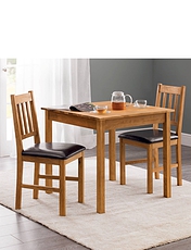 Solid Oak 2 Chair Dining Set Oak