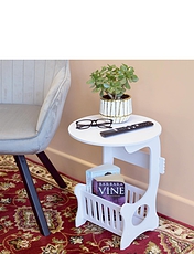 Side Table With Magazine Holder White