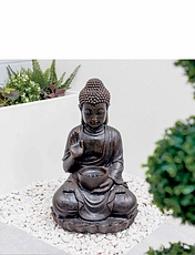 Solar Buddah With Water Feature Brown