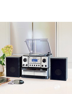 6 In 1 Full Function Music System With Book End Speakers Silver
