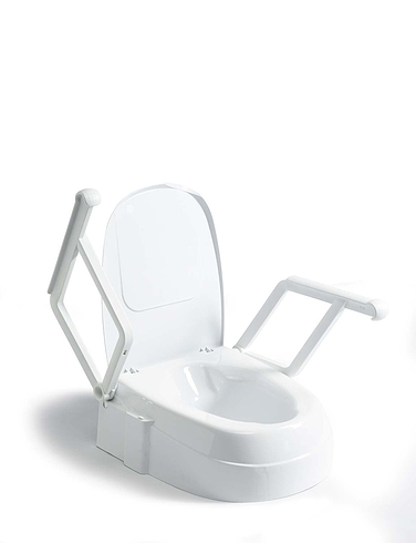 Raised Toilet Seat With Arms and Lid