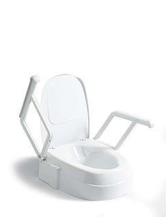 Raised Toilet Seat With Arms and Lid White