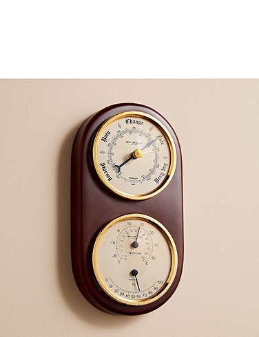 Wooden Barometer, Thermometer and Hygrometer