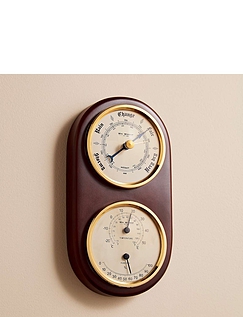 Wooden Barometer, Thermometer and Hygrometer Mahogany