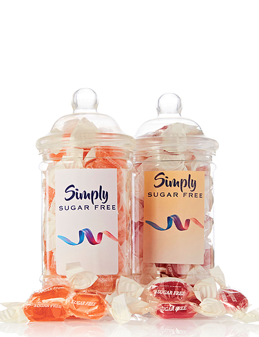 Barley Sugar and Strawberry & Crème Sugar Free Sweet Jars - Set of 2