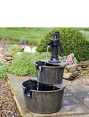 Solar Barrel Fountain Brown