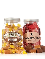 Vanilla Fudge and Chocolate Coated Fudge Set of 2 Traditional Sweet Jars Multi