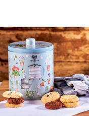 Grandma Wilds Garden & Beehive Biscuit Barrel BLUE