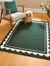 Scalloped Edge Rug Black