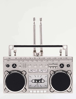 Boombox Radio Miniature Clock Silver