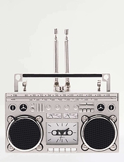 Boombox Radio Miniature Clock Silver