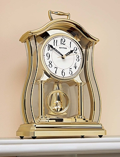 Crystal Pendulum Mantle Clock with Silent Sweep Gold