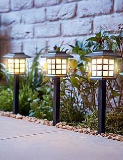 Set of 12 Super Solar Garden Lights Black