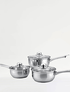 3 Piece Saucepan Set Silver