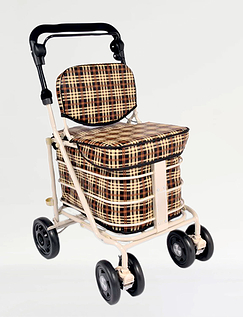 4 Wheel Regal Shopper with Seat and Backrest Brown