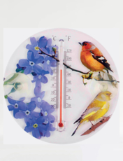 Finches and Flora Window Thermometer Multi