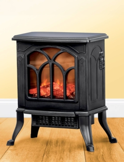 Cast Iron Fire Effect Heater Black