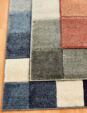 Block Rug Larger Size Blue