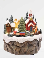 Regal Tidings Light Up Christmas Church Scene With Rotating Train Multi