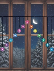 Snowflake Curtain Lights Multi