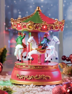 Christmas Carousel With Music and Lights Multi